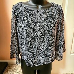 New York & Company Sheer Overlay Paisley Top